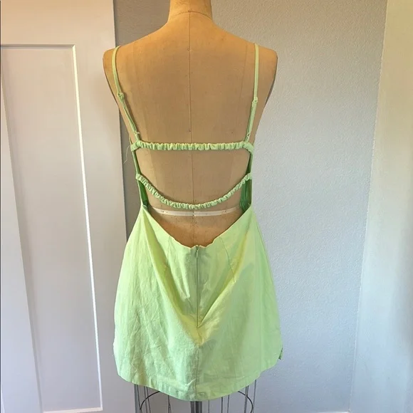 Mable- SZ L Mini Lime Green Spaghetti Strap Dress - Picture 10 of 11